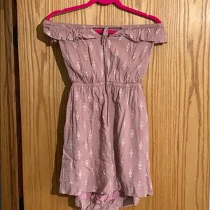 Off the shoulder dusty pink open back dress